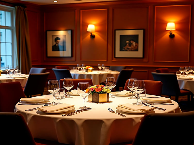 Dining room manager greeting guests